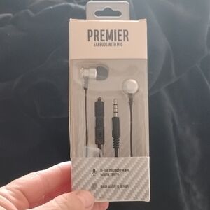 Premier Silver And Black Earbuds with In-Line Controls